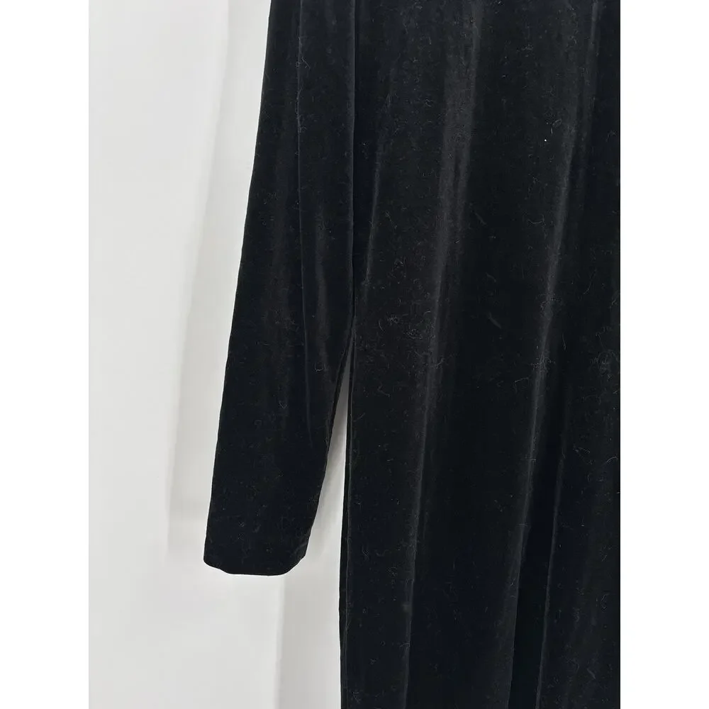 Jackie Jon Vintage Cardigan Sweater Womens Medium Black Velvet Feather Collared